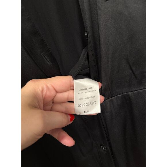 NEW! Anine Bing M Rosalie 100% Silk Jumpsuit $640 One Piece Coveralls Black - Picture 12 of 15